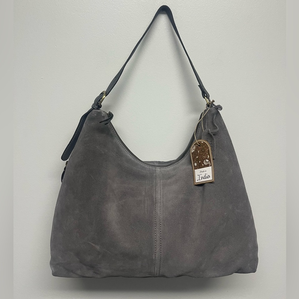 Beautiful Grey Leather Hobo Purse
